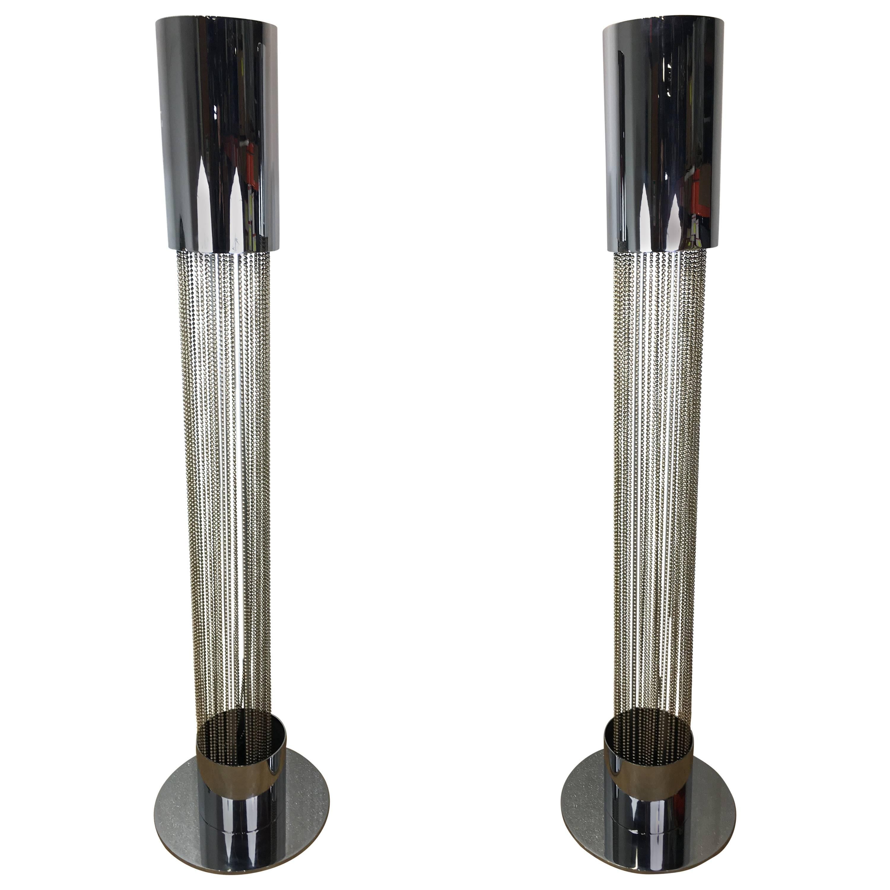 Pair of Chrome Floor Lamps by Pierre Cardin For Sale