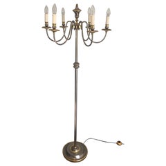 Neoklassischen Stil Versilbert und Messing 6 Lights Stehlampe