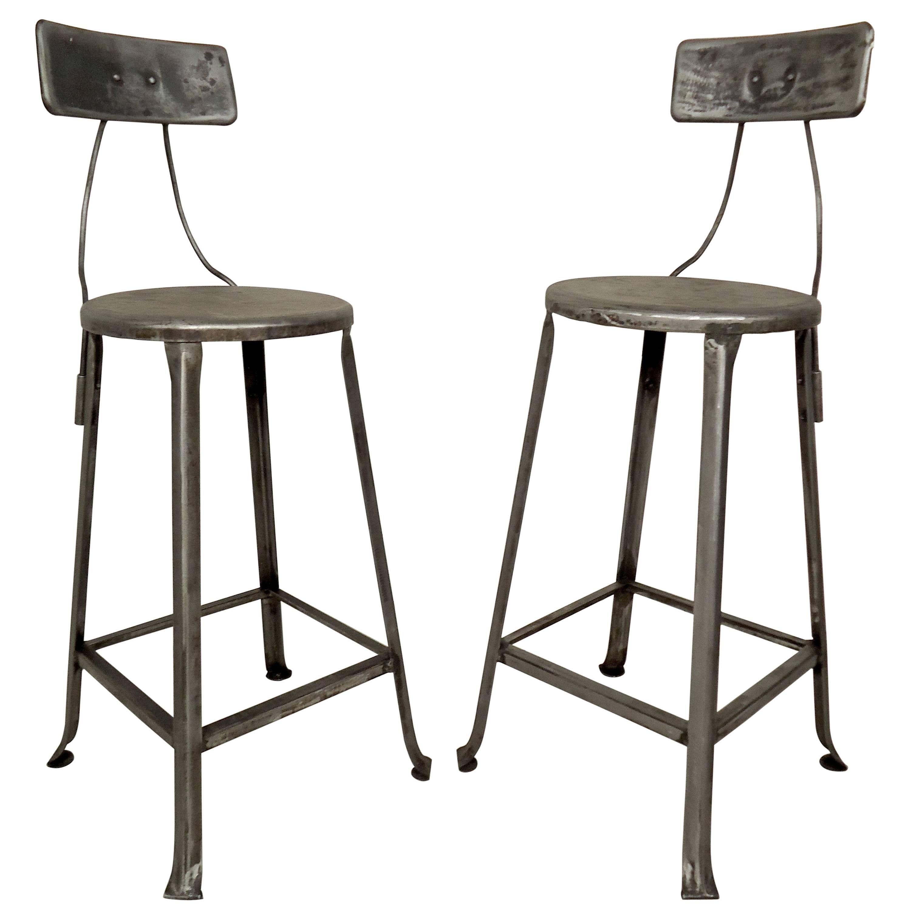Pair of Toledo Style Industrial Factory Stools
