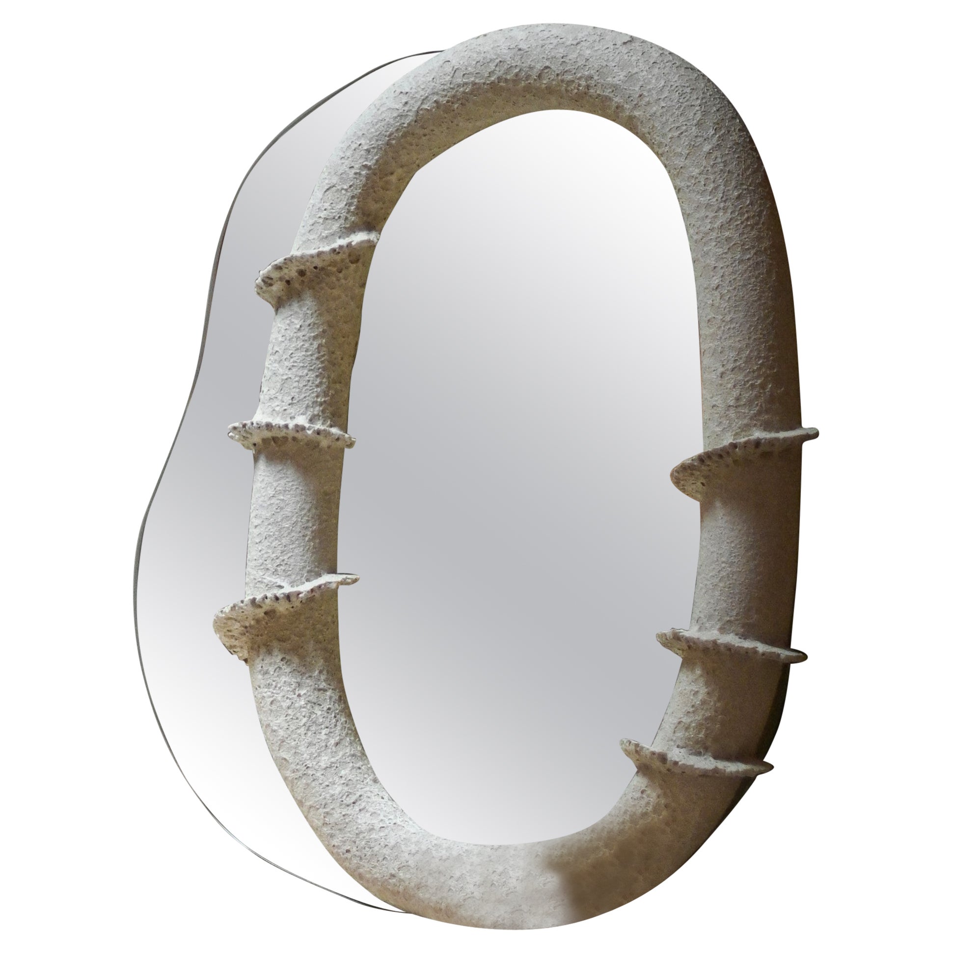 Organic Form White Ceramic Coral Wall Mirror by Vlada Kavalchuk