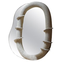 Organic Form White Ceramic Coral Wall Mirror by Vlada Kavalchuk
