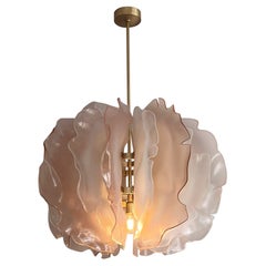 Unique Bloom Chandelier with Light Blush Pink Glass Petals by Marie Jeunet