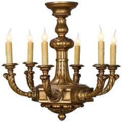 Vintage French Six-Light Giltwood Chandelier, circa 1920