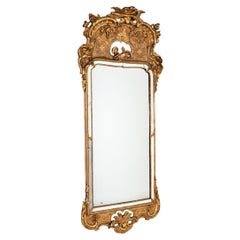 Antique Swedish Gustavian Giltwood Mirror (miroir en bois doré)