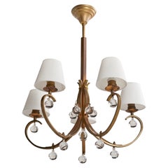 Designer austriaco, lampadario, ottone, vetro, tessuto, Austria, anni '30