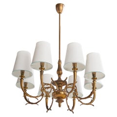 Designer austriaco, lampadario, ottone, vetro, tessuto, Austria, anni '30