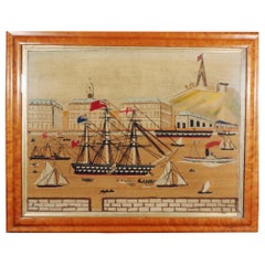 Sailor's Woolwork Large Picture of Fifteen Ships in Chatham on The River Medway