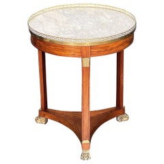Antique French Marble-Top Round Table or Guéridon in the Empire Style
