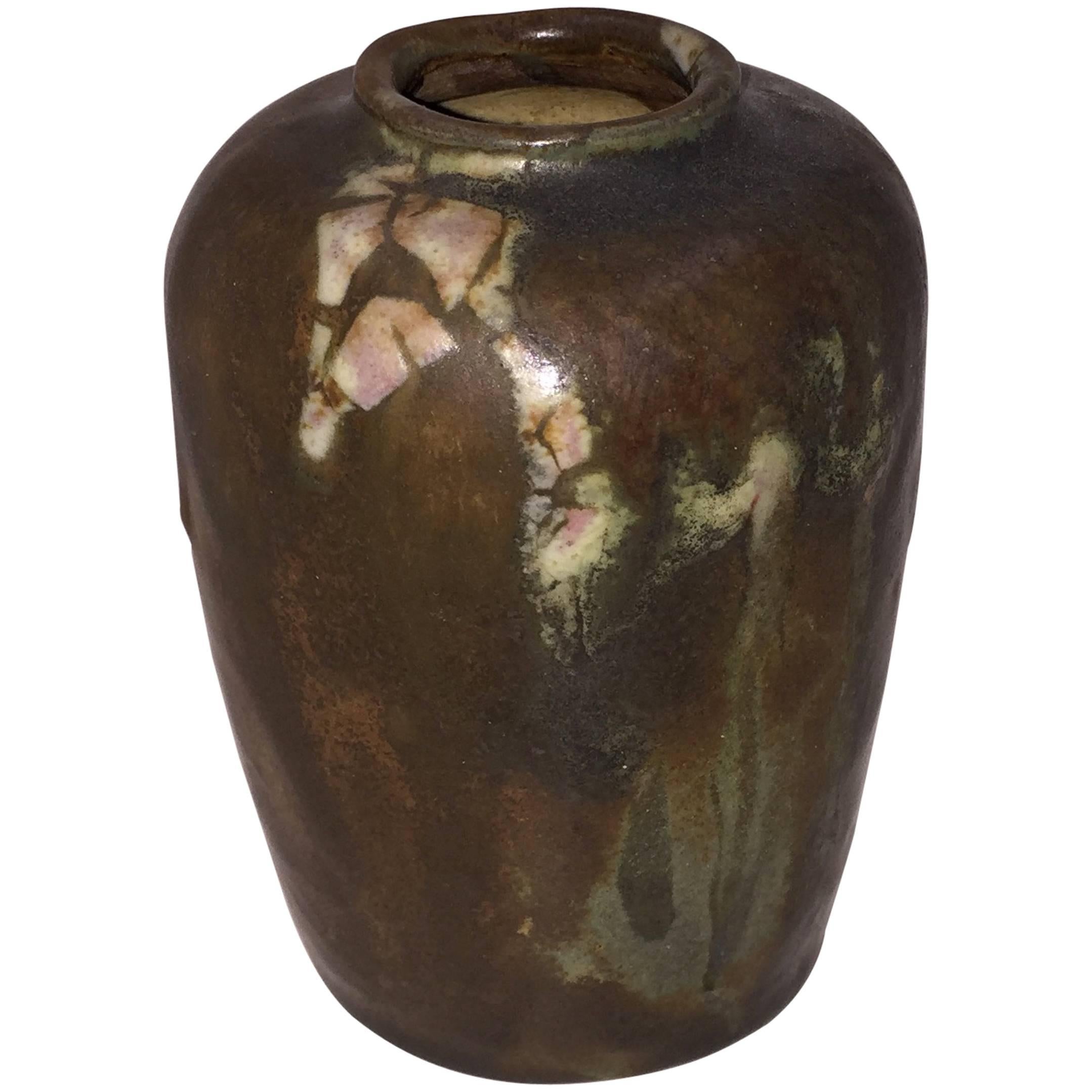 Georges Hoentschel Brown Stoneware Vase, circa 1900 For Sale