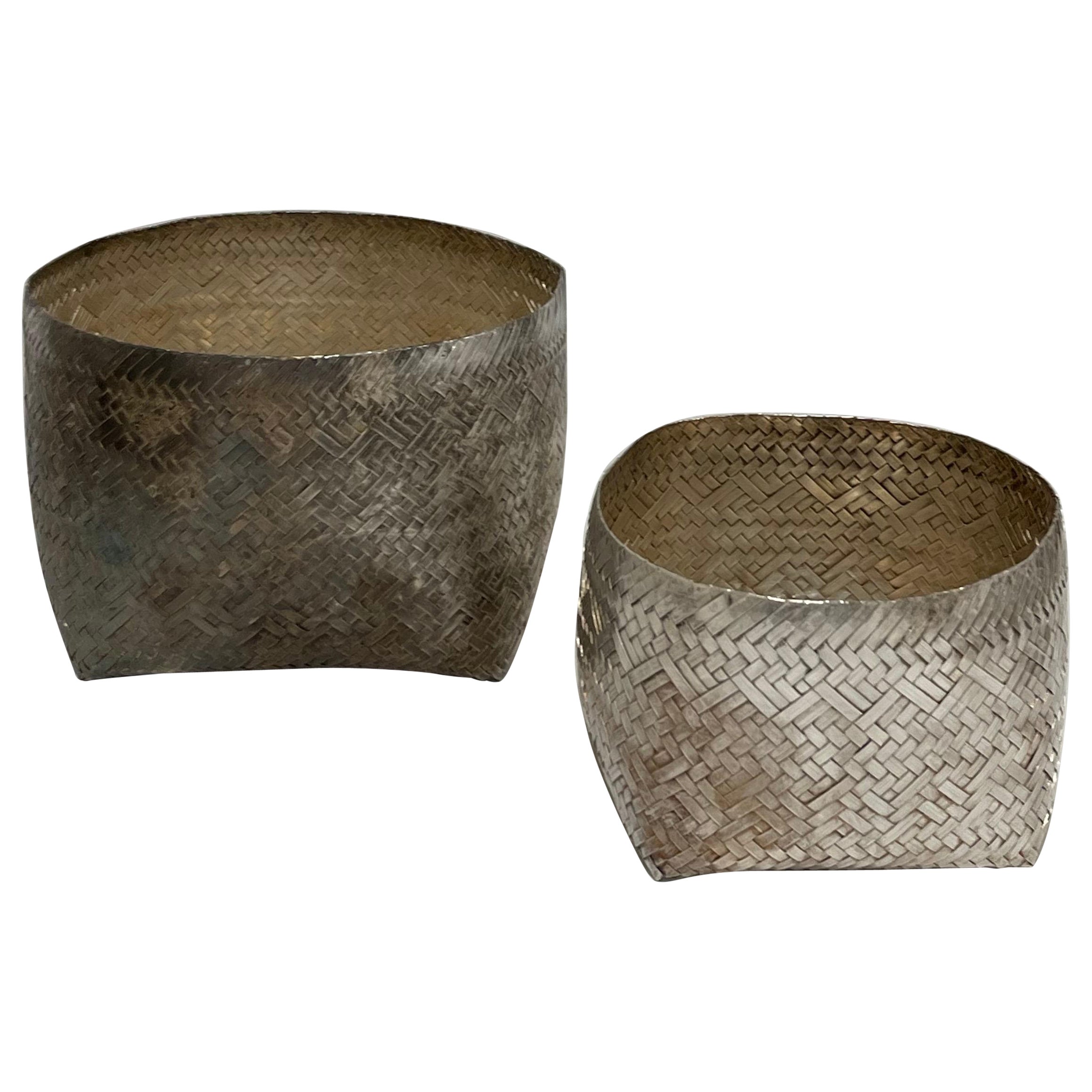 Los Castillo Woven Silver Baskets, Set of 2