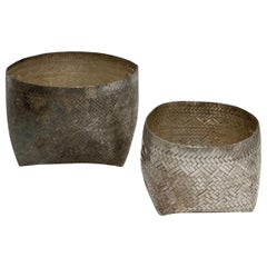 Los Castillo Woven Silver Baskets, Set of 2