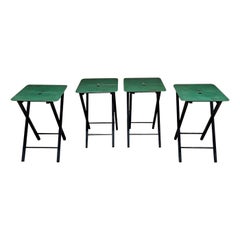 1950s Woodcraft  Hostette Four Folding Serve Tables Green Black