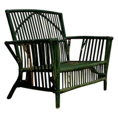 Vintage Coastal Stick Rattan Loveseat After Bielecky Brothers