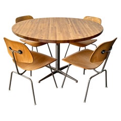 Retro Herman Miller Eames DCM Dining Chair Set with 48” Round Butcher Block Table