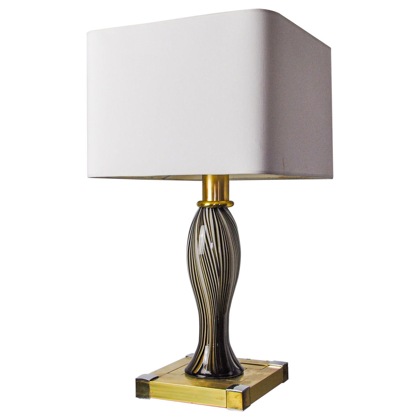 Lampada da tavolo BD Lumica, vetro di Murano e ottone, Italia, 1970