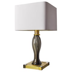 Bd Lumica table lamp, Murano glass and brass, Italy, 1970