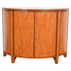 Baker Furniture Colonial Williamsburg Federal Inlaid Fruitwood Demilune Cabinet