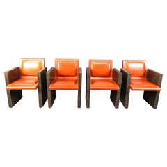 Sillones franceses vintage de cuero de Maison Vandamme, años 70