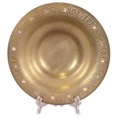 Tiffany Studios New York Bronze Doré Bowl With Abalone Inlay