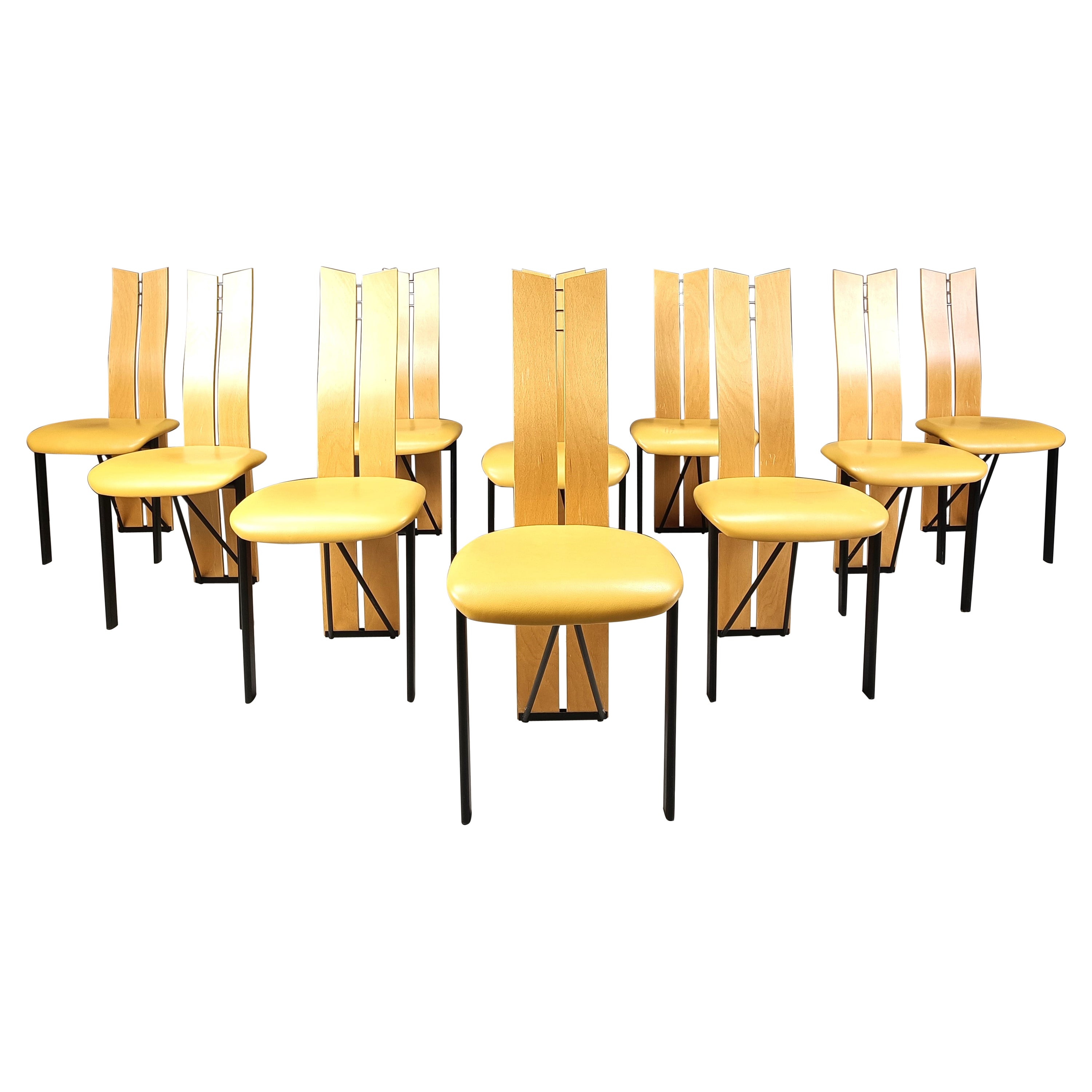 Vintage postmodern dining chairs, 1980s - set of 10