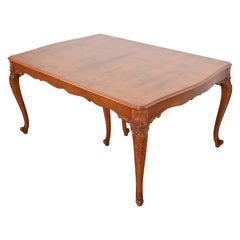 Romweber French Provincial Louis XV Burl Wood Dining Table, Newly Refinished