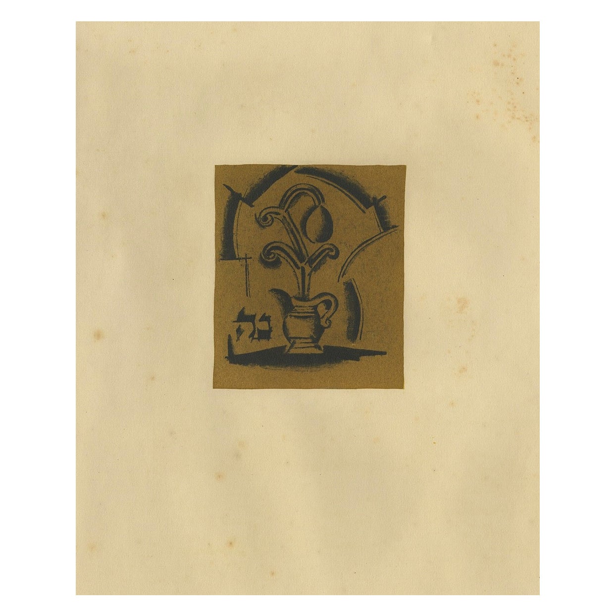 Stylized Vase and Flower, 1923: Avant-Garde Lithograph by Nathan Altmann
