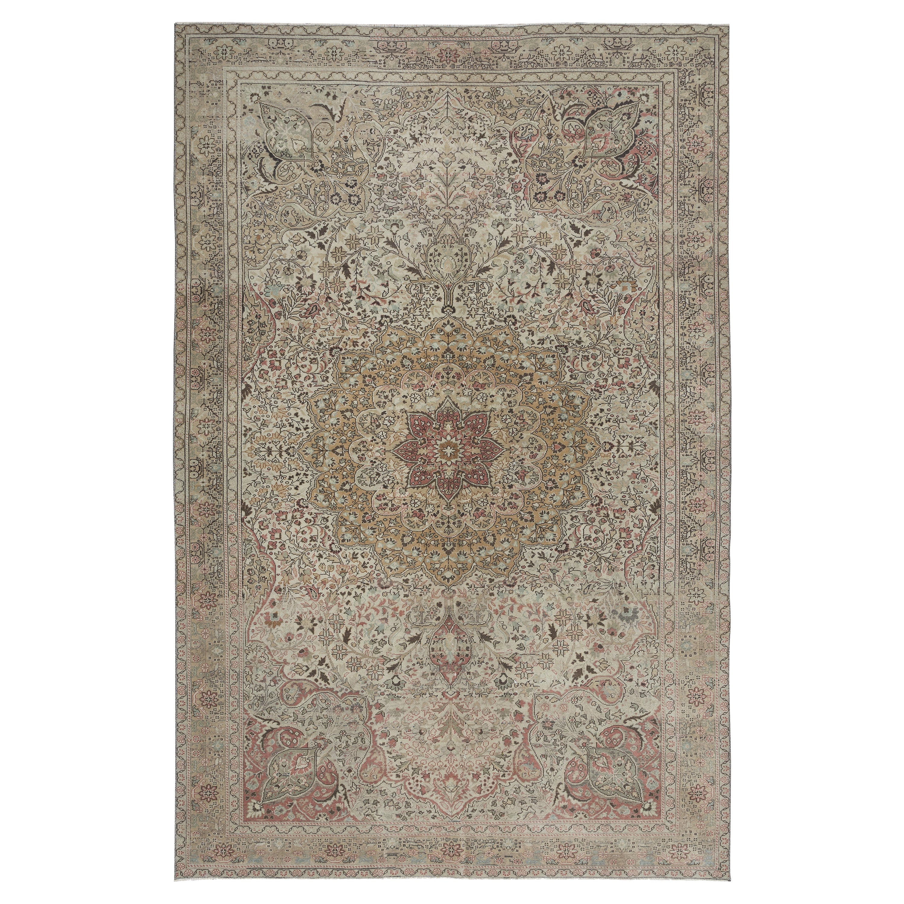 6.5x10 Ft Handmade Turkish Kayseri Area Rug with Medallion Design, 100% Wool