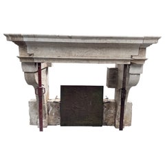 Louis XIII Limestone Fireplace Mantel