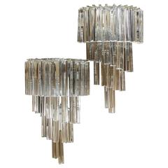 Pair of Spiral Demilune Prism Sconces by Camer