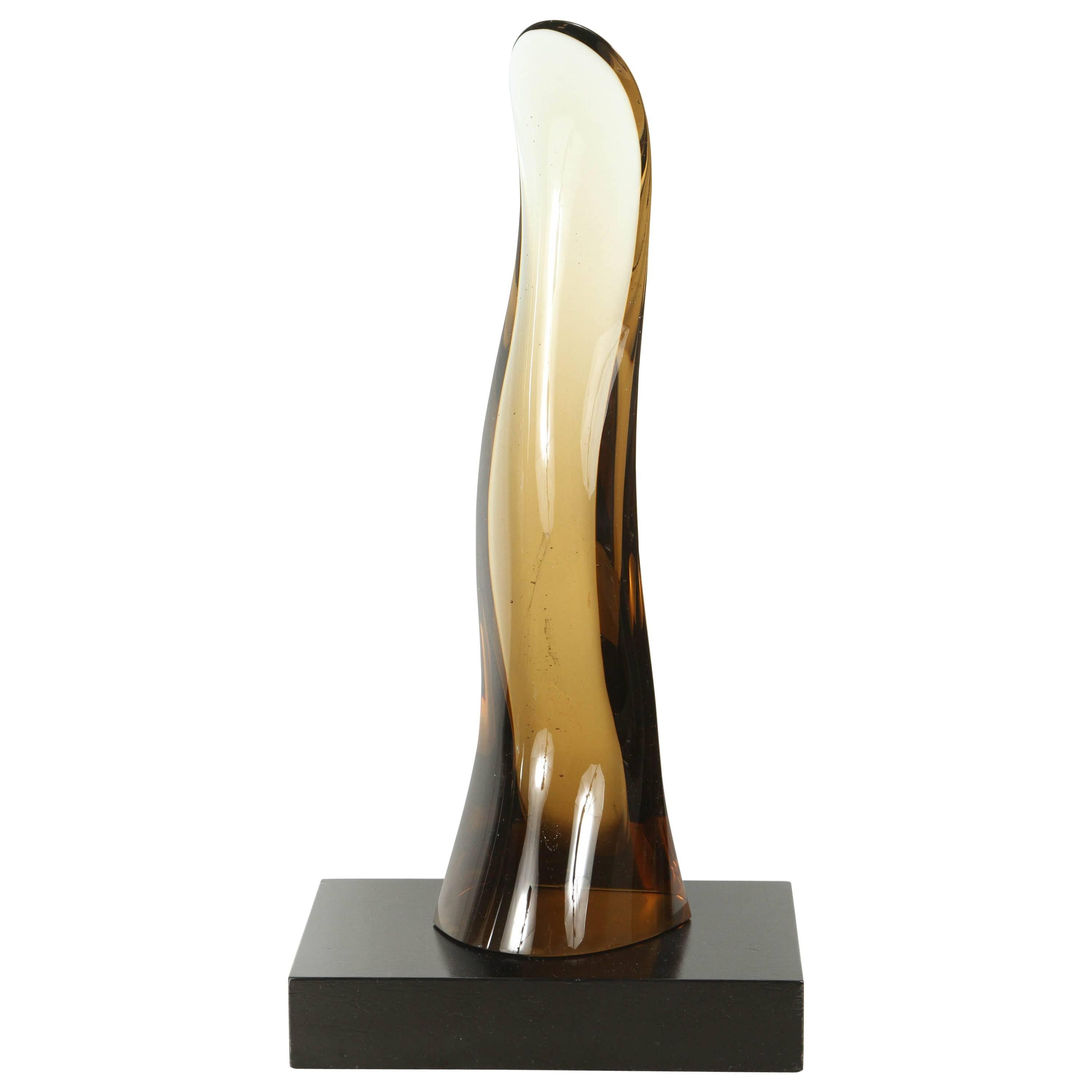 Sleek 1970s Smoked Glass Sculpture For Sale