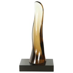 Vintage Sleek 1970s Smoked Glass Sculpture