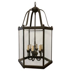 Wonderful Vaughan 6 Light Bronze Glass Regency Hall Large Lantern Light Fixture