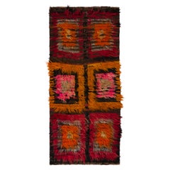 4x8.6 Ft Vintage Handmade Tulu Rug Made of Mohair Wool, Shag Pile Flokati Rug