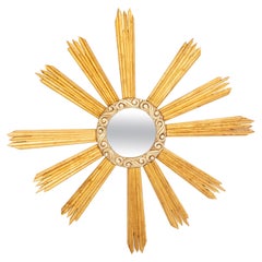 Espejo tallado dorado y plateado Sunburst