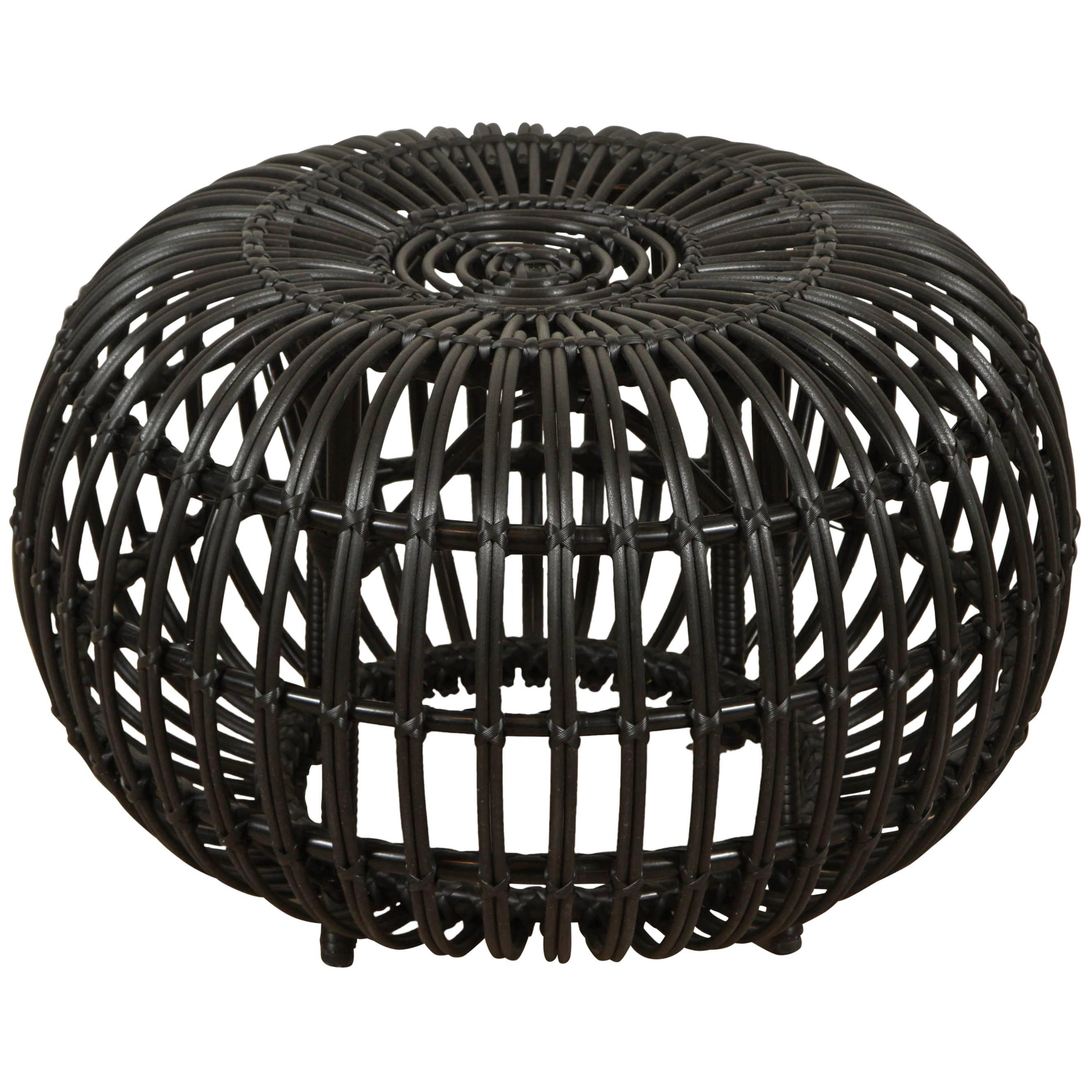 Outdoor Rattan Ottoman by Franco Albini