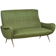 Italian Green Settee with Brass Details