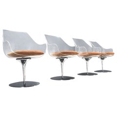 Juego de cuatro sillas Champagne de Erwine & Estelle Laverne en ante y Lucite