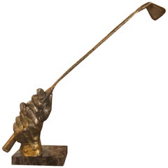 Französische Bronze-Golfskulptur des 20. Jahrhunderts auf Marmorsockel, signiert M.Y. Bourbon