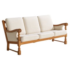 Used Danish Designer, Sofa, Oak, Fabric, Denmark, 1960s
