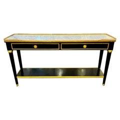 Console moderna francese in stile Luigi XVI laccata in nero