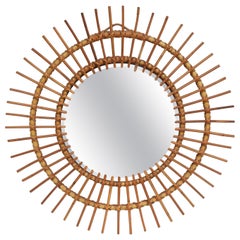 Large Rattan Sunburst Mirror, c1950/60s, France