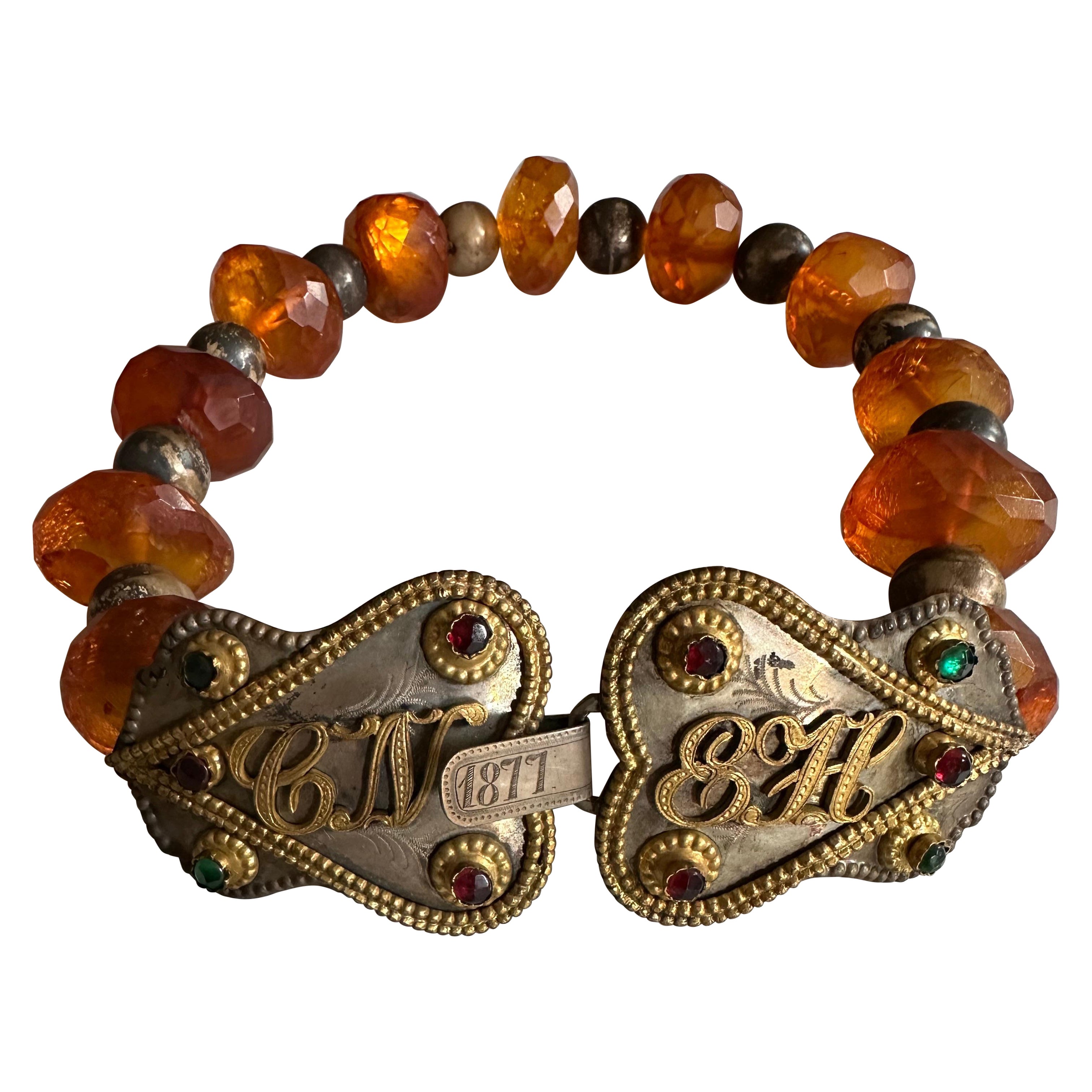 Antique 19th Century Amber and Silver Necklace from Bückeburg