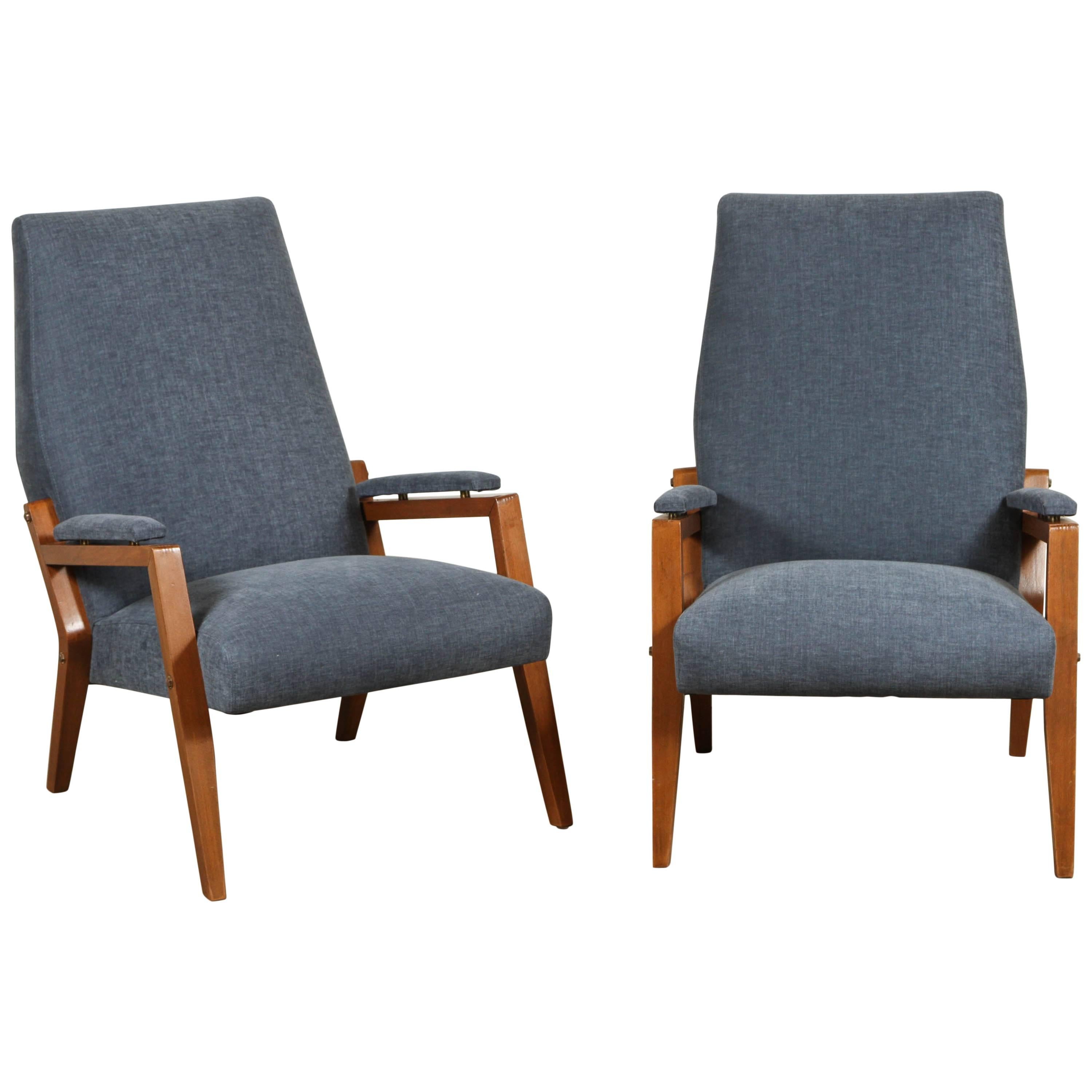 Pair of Sculptural Italian Fruitwood Armchairs