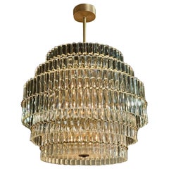 Modern Murano Glass and Brass Multi-Tier Drum Chandelier
