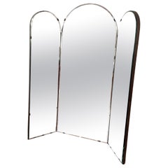 detail triptych mirror with folding doors. italy late 1950s