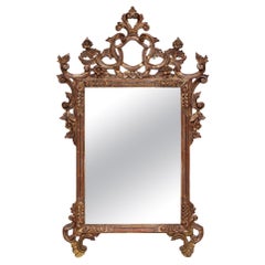 Espejo de pared veneciano plateado/bronceado del siglo XIX, tallado a mano, Italia ca. 1840