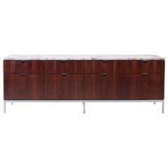 Exceptional Florence Knoll Marble-Top Rosewood Credenza, Excellent Condition