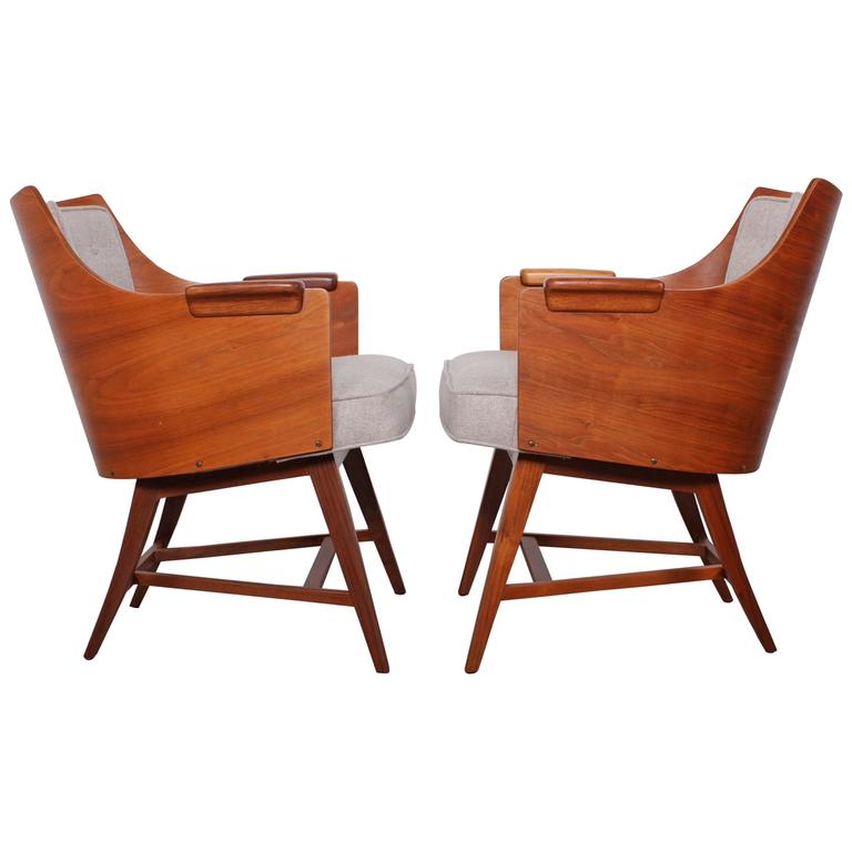Rare Pair of Lounge Chairs by Edward Wormley for Dunbar For Sale at 1stdibs