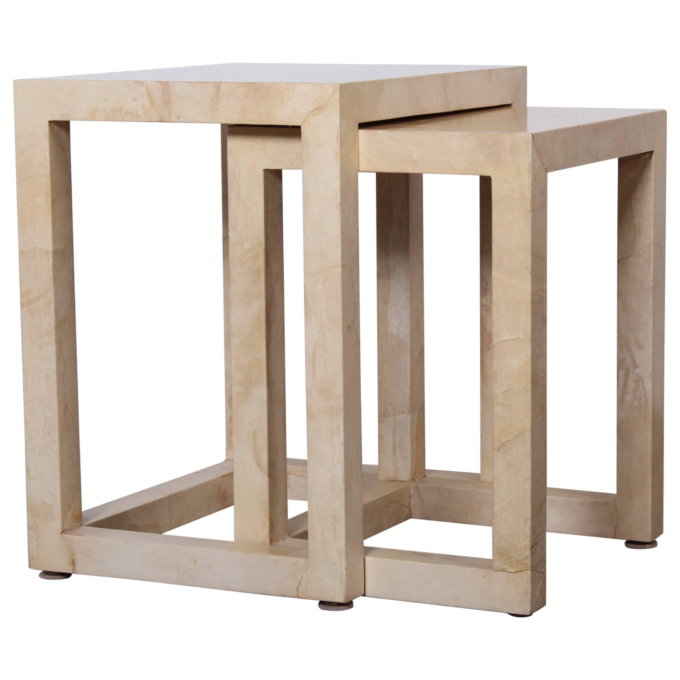 Parchment Nesting Tables by Karl Springer
