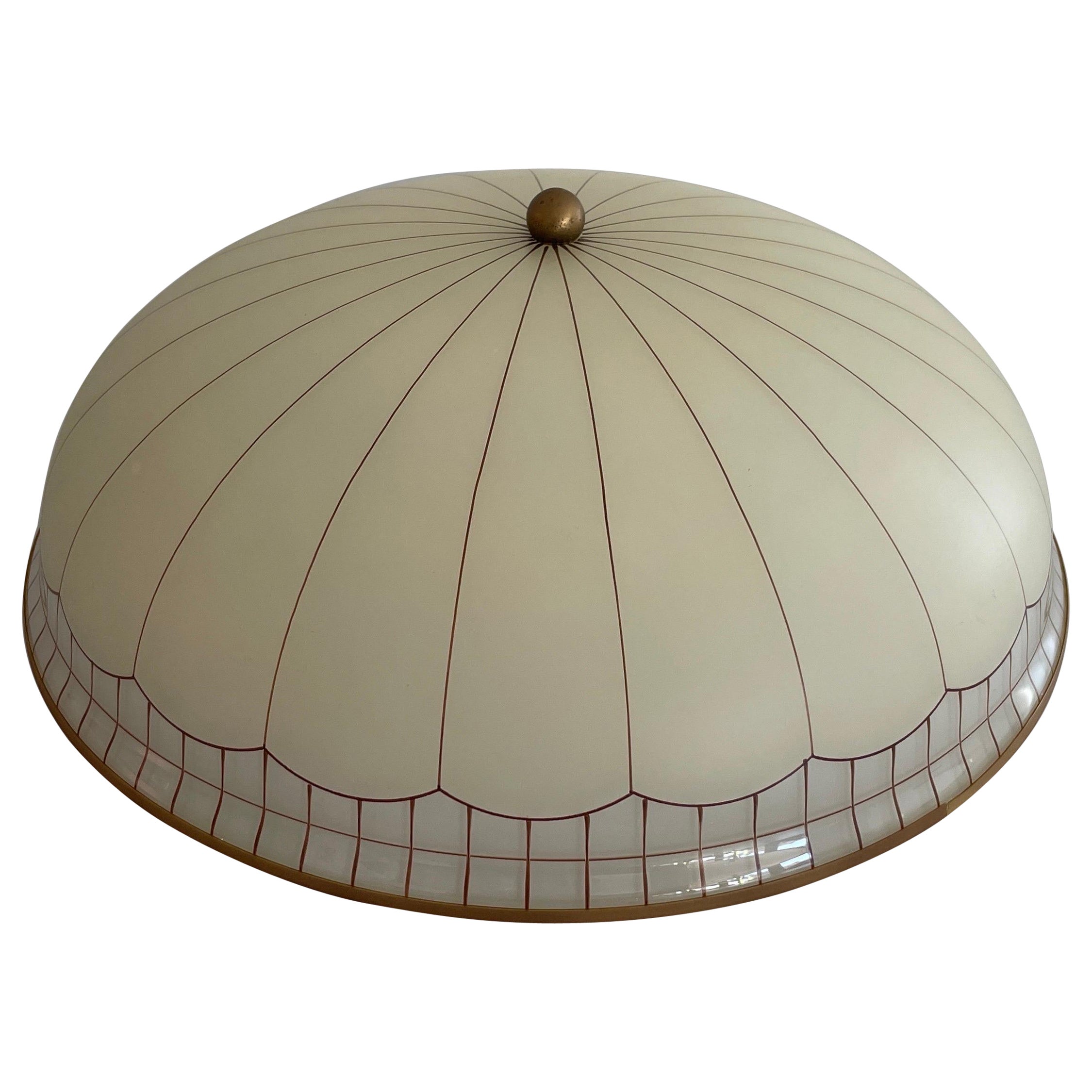 Mid-century Modern Dome-shaped Glass Flush Mount Light by Doria, 1960s, Germany